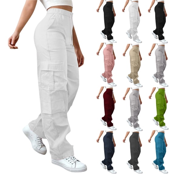 Womens Hiking Pants Quick Dry Cargo Pants Spicy Girl High Waisted Wide Leg Pants With Multiple Pockets Casual Work Pants