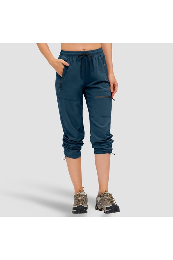 Womens Hiking Pants Tall Inseam Cargo Hiking Pants Elastic Waist Lightweight Outdoor Water Long Pants 4 Zipper Pockets Pants Pants Women Casual Figure Flattering Womens Business Casual Pants plus