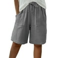 thumbnail image 1 of Womens Hiking Shorts Bermuda Shorts for Women, Wide Leg Knee Length Pants Drawstring Elastic Waist Casual Short Pants with Pockets Dark Gray M, 1 of 9