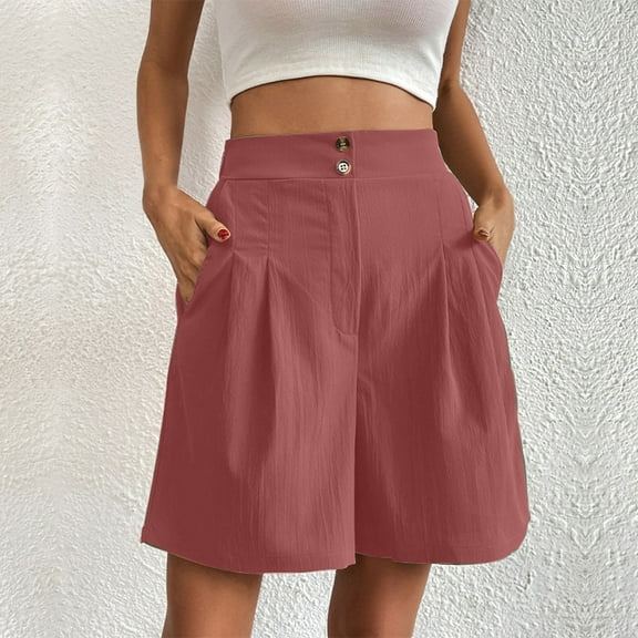 Womens Hiking Shorts High Rise Button Front Wide Leg Pants Lightweight Breathable Fabric with Multiple Pockets Outdoor Adventure Essentials for Summer