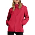 thumbnail image 1 of Womens Hiking Windbreaker Jackets Long Sleeve Waterproof Outdoor Raincoat with Hood Light Weight Fall Zipper Jacket Red, S, 1 of 7