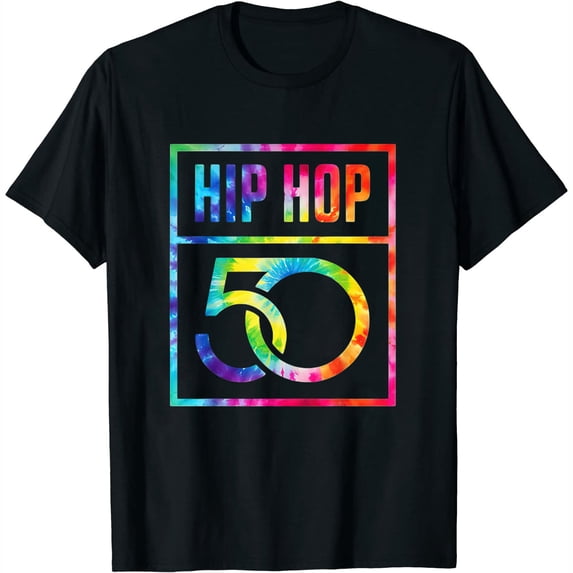 Womens Hip Hop 50 Year Vinyl Tie Dye 50Th Anniversary Celebration T-Shirt Black 2X-Large