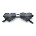 thumbnail image 1 of Womens Hippie Bubbly Heart Shape Half Rim Metal Lolita Sunglasses All Black, 1 of 7