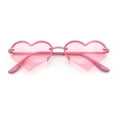 thumbnail image 1 of Womens Hippie Bubbly Heart Shape Half Rim Metal Retro Sunglasses All Pink, 1 of 7