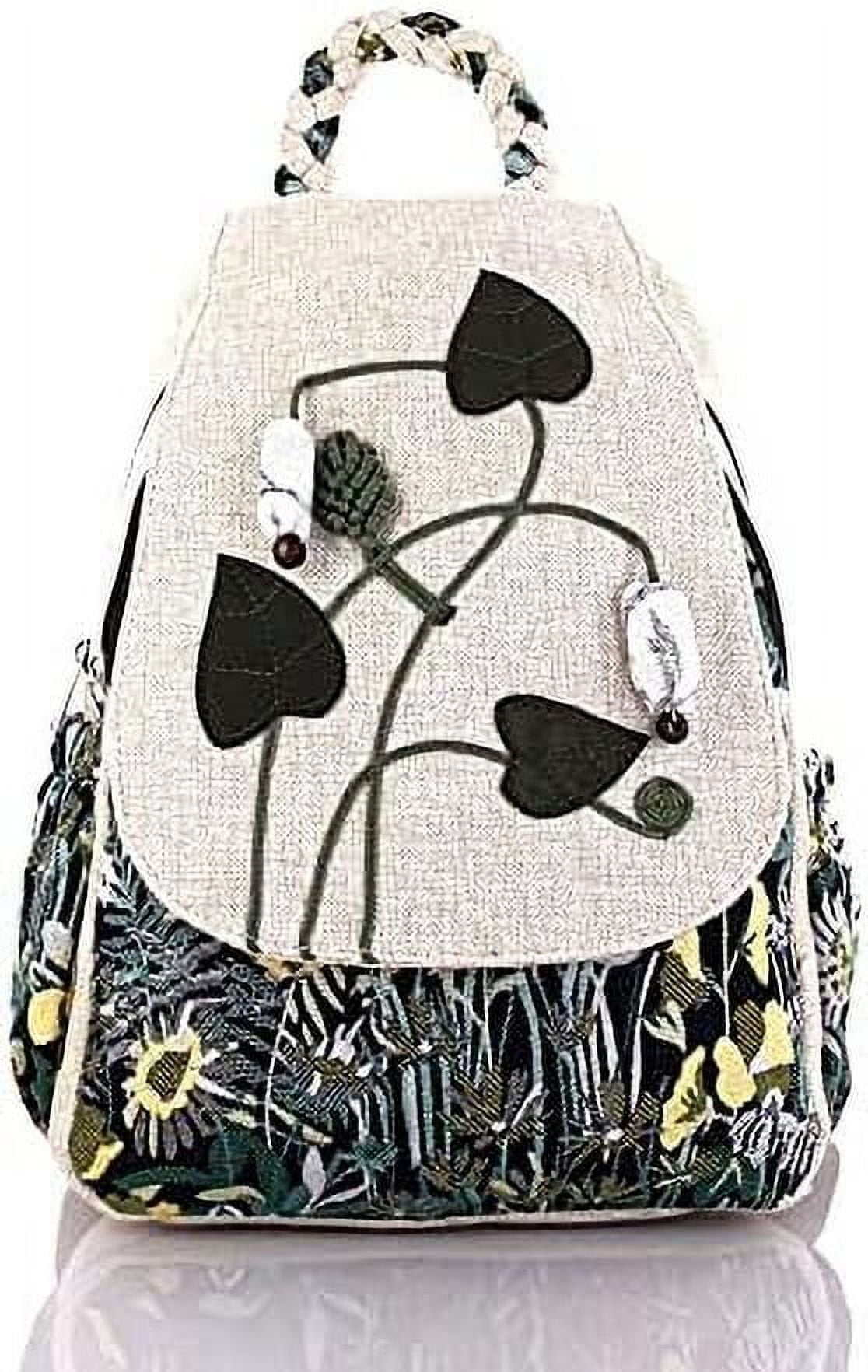 Womens Hippie Cotton Hemp Cloth Backpack Boho Vintage  display picture 3