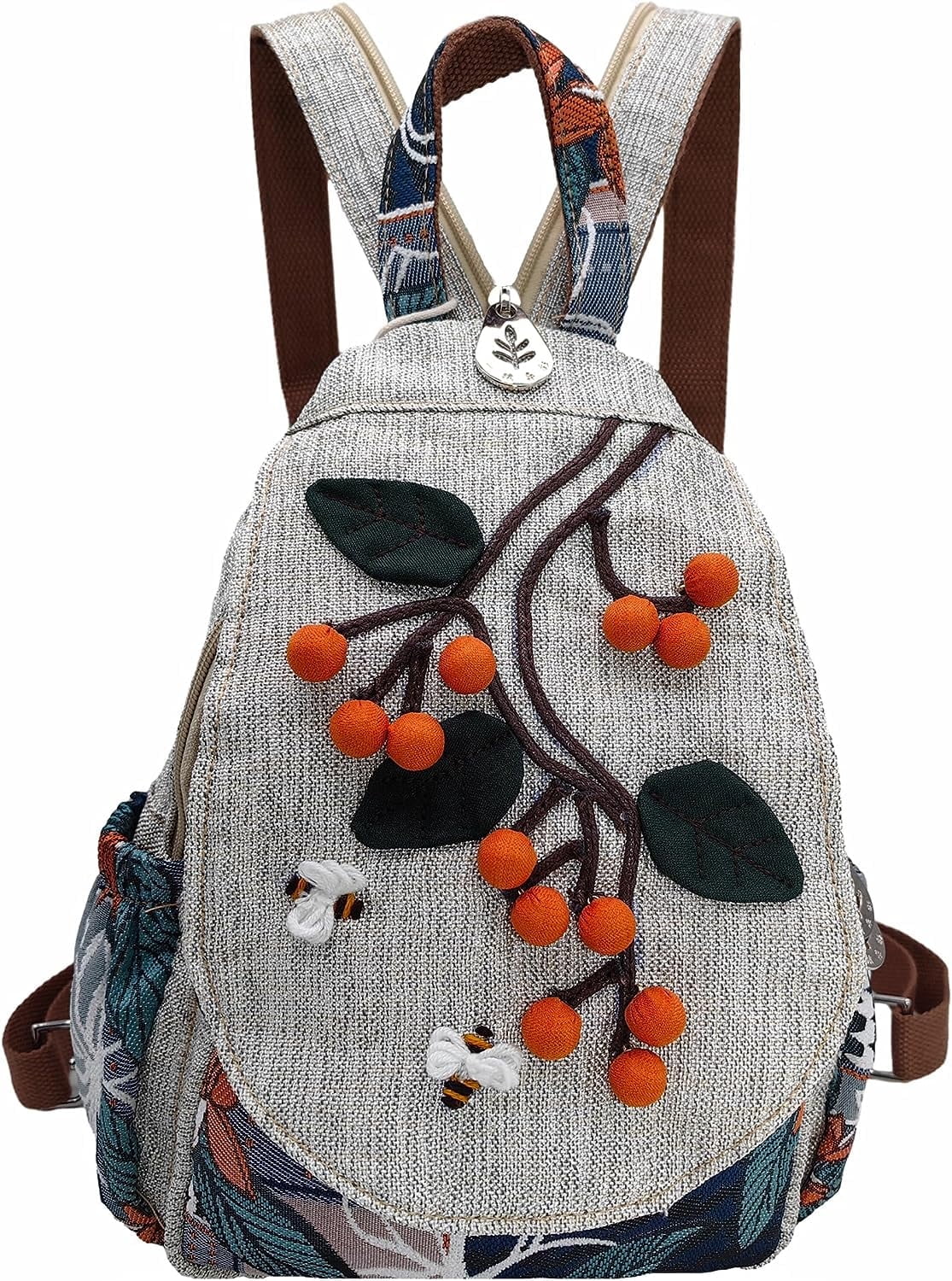 Womens Hippie Cotton Hemp Cloth Backpack Boho Vintage  display picture 2