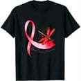 thumbnail image 1 of Womens Hippie Dragonfly Red Ribbon Blood Cancer Awareness T-Shirt Black Medium, 1 of 5