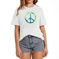 thumbnail image 1 of Womens Hippie Peace Sign Earth Day T-Shirt Black 2XL, 1 of 5