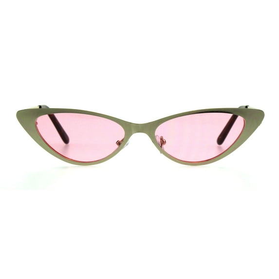 Womens Hippie Pimp Color Lens Metal Rim Cat Eye Gothic Sunglasses Pink