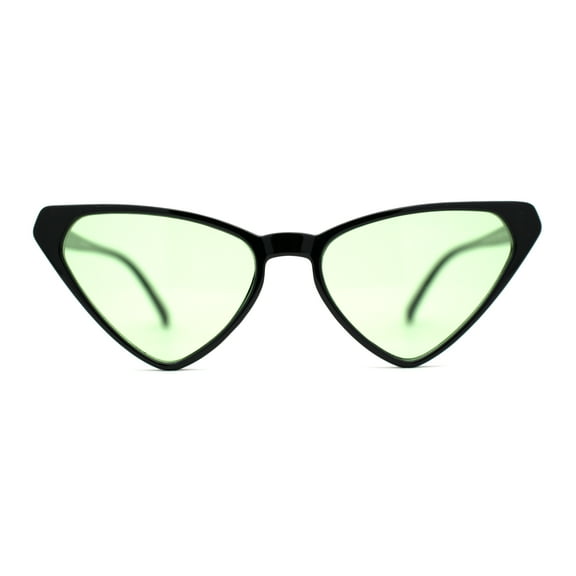 Womens Hippie Thin Plastic Goth Mod Cat Eye Sunglasses Black Green