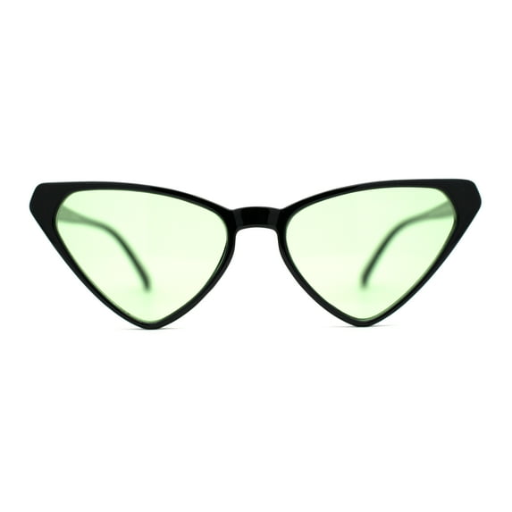 Womens Hippie Thin Plastic Goth Mod Cat Eye Sunglasses Black Green
