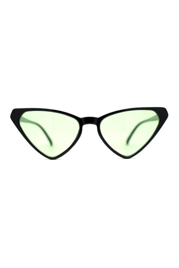 Womens Hippie Thin Plastic Goth Mod Cat Eye Sunglasses Black Green