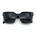 thumbnail image 1 of Womens Hipster Horn Rim Geometric Bevel Arm Fancy Plastic Sunglasses All Black, 1 of 8