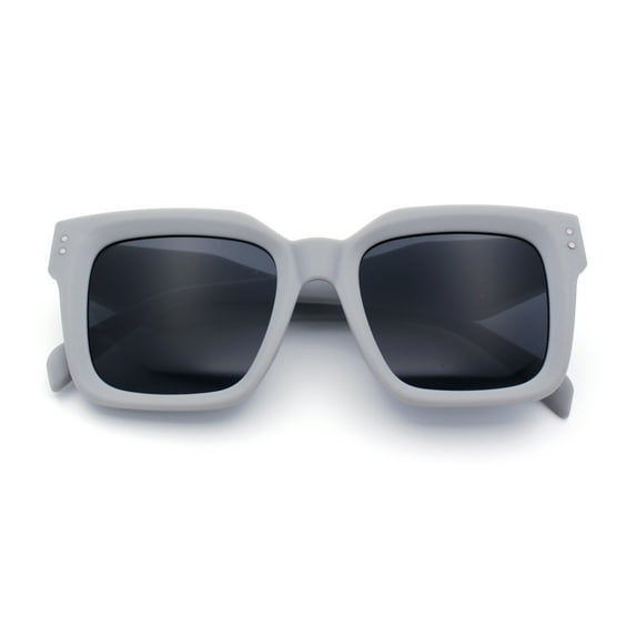 Womens Hipster Horn Rim Geometric Bevel Arm Fancy Plastic Sunglasses Grey - Black