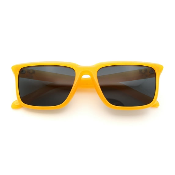 Womens Hipster Narrow Rectangle Horn Rim Plastic Bevel Rim Sunglasses Orange - Black