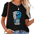 thumbnail image 1 of Womens His Fight Is My Fight Colon Cancer Awareness Colorectal Blue T-Shirt Black, 1 of 3