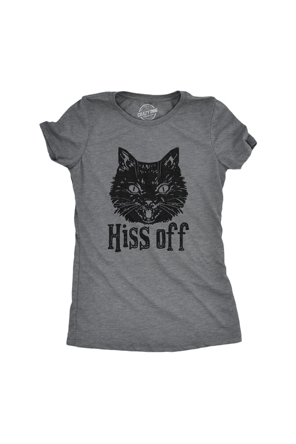 Womens Hiss Off T Shirt Funny Angry Hissing Aggressive Cat Tee for Ladies Womens Graphic Tees