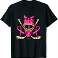 thumbnail image 1 of Womens Hockey Pink Ribbon Breast Cancer Awareness Sport Warrior T-Shirt Black Small, 1 of 5