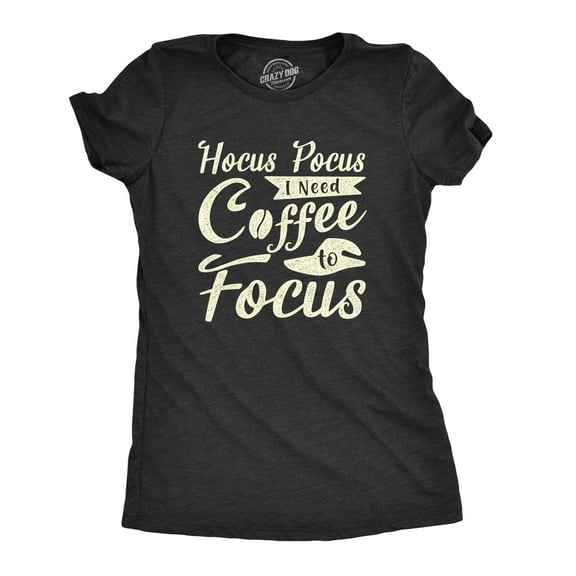 Womens Hocus Pocus I Need Coffee to Focus T Shirt Funny Halloween Witch Tee Womens Graphic Tees