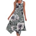 thumbnail image 1 of Womens Holiday Beach Sundress Casual Crewneck Sleeveless A-line Dresses Flowy Irregular Hem Tank Dress Floral Pattern, 1 of 6