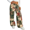 thumbnail image 1 of Womens Holiday Pants Christmas Print Fleece Lined Wide Leg Sweatpants Elastic Drawstring Waist Loose Straight Trousers, 1 of 5