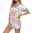 thumbnail image 1 of Womens Holiday Print Short Sleeve Set Button Top Drawstring Bottom Soft Knit Festive Home Pajamas Sleep, 1 of 4