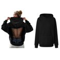 thumbnail image 1 of Womens Hollow Mesh Back Hooded Long Sleeve Casual Pullover Sweatshirt Y2k Hoodie, 1 of 3