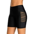 thumbnail image 1 of Womens Hollow Out Swim Shorts High Waisted Long Swim Shorts Black Swim Capri Pants, 1 of 6