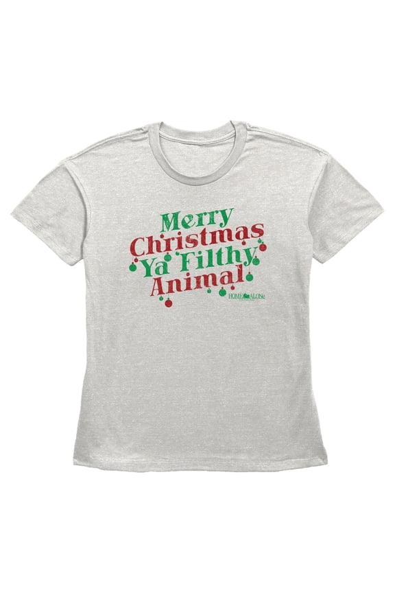 Womens Home Alone Distressed Merry Christmas Ya Filthy Animal T Shirt
