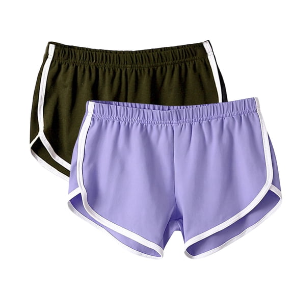 Womens Home Shoes 2 PC Womens Running Shorts, Fashion Color Black Elastic Waist Athletic Shorts, Loose Casual Loungewaer Bottoms Green-a L