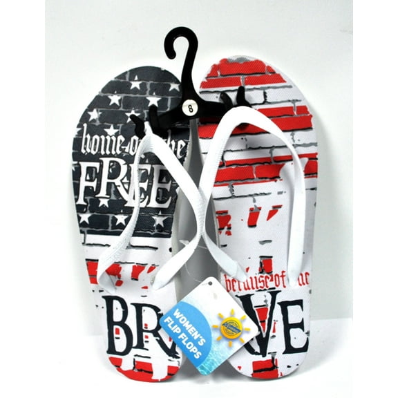 Womens Home of the Free Flip Flops Size 8