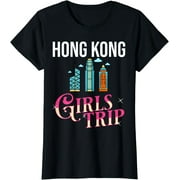 Womens Hong Kong City Trip Skyline Map Travel T-Shirt