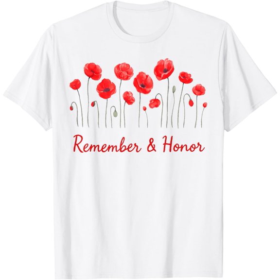 Womens Honor Remember Memorial Day Poppy Flower Tee