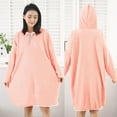 thumbnail image 1 of Womens Hooded Bathrobe Fleece Robe Super Soft Plush Robe Velour Bathrobe Pink Free Size, 1 of 5