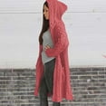 thumbnail image 1 of Womens Hooded Cardigan Duster Shirt Chunky Knit Open Front Casual Loose Fit Long Jacket with Pockets, 1 of 6