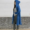 thumbnail image 1 of Womens Hooded Cardigan Duster Shirt Chunky Knit Open Front Casual Loose Fit Long Jacket with Pockets, 1 of 6