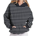 thumbnail image 1 of Womens Hooded Crewneck Sweatshirts, Hoodies for Women Fall Fashion Loose Fit Striped Printed Long Sleeve Pullover with Pockets S-3XL, 1 of 6
