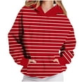 thumbnail image 1 of Womens Hooded Crewneck Sweatshirts, Hoodies for Women Fall Fashion Loose Fit Striped Printed Long Sleeve Pullover with Pockets S-3XL, 1 of 7