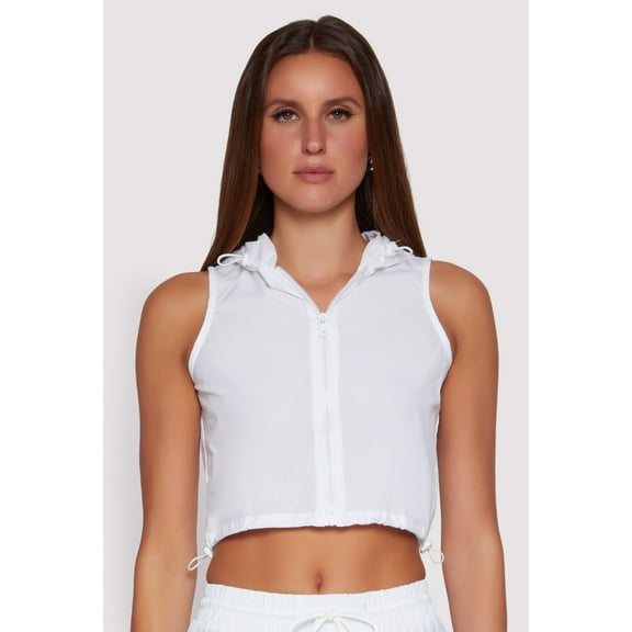 Womens Hooded Drawstring Hem Track Jacket