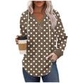 thumbnail image 1 of Womens Hooded Fall Clothes, Hoodies for Women Drawstring Casual Dots Printed Button Up V Neck Long Sleeve Pullover, 1 of 5