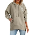 thumbnail image 1 of Womens Hooded Fall Sweaters, Long Sleeve Pullover for Women Fashion Knitted Drawstring Hoodies with Pockets, 1 of 6