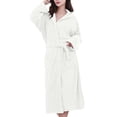 thumbnail image 1 of Womens Hooded Fleece Bathrobe, Soft Robes for Women Belted Cute Mid Length House Coats Sleepwear Winter Warm Thick Nightgown with Pockets, 1 of 4
