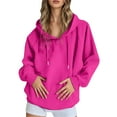 thumbnail image 1 of Womens Hooded Long Sleeve Tops Fall Fashion Crew Neck Pullover Casual Blouses Loose Sweatshirt Winter Clothes Tops (Hot Pink-02,Large), 1 of 7
