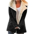 Womens Hooded Padded Jacket Fleece Sherpa Lined Solid Button Down Coat