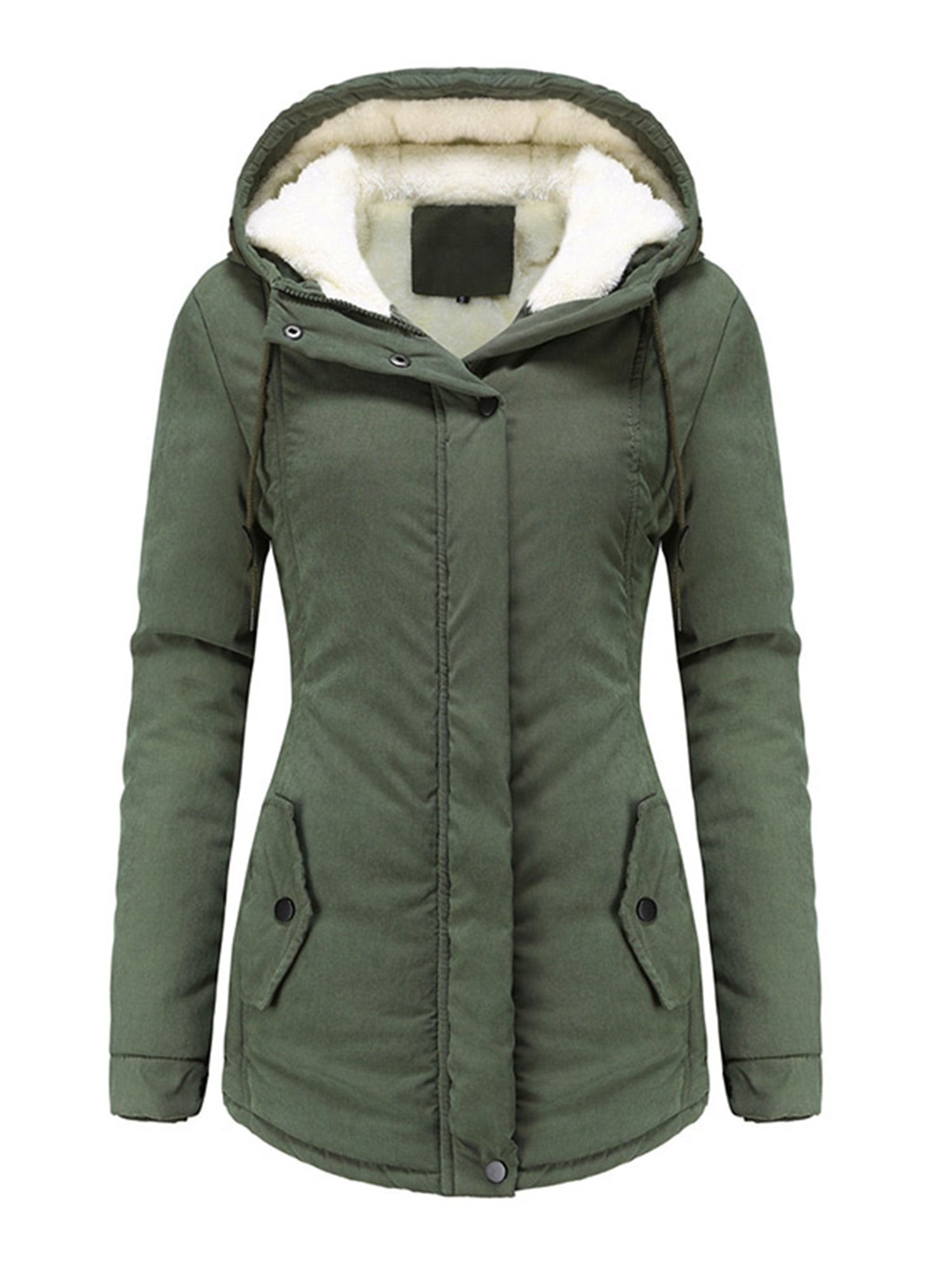 Womens Hooded Parka Coat Winter Thicken Fleece Down Coat Jacket ...