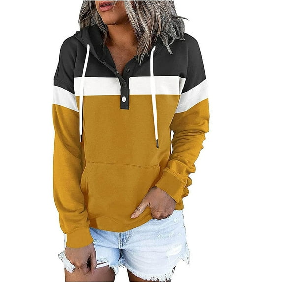 Womens Hooded Print Long-Sleeve Sweatshirt Casual Blouse Pullover Tops