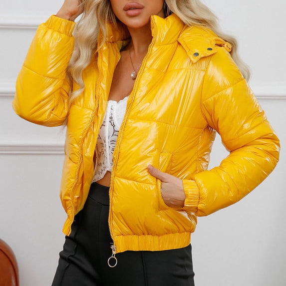 Womens Hooded Puffer Jacket Fall Winter 20D Coated Water Repellent Glossy Surface For Fashionable Outdoor Wear Womens Winter Coats