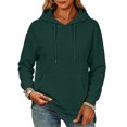 thumbnail image 1 of Womens Hooded Pullover Sweatshirts with Front Pocket,Solid Color Long Sleeve Tops for Casual Sporty Style Dark Green XL, 1 of 4