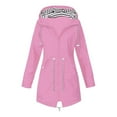 thumbnail image 1 of Womens Hooded Rain Jacket Waterproof Lightweight Raincoat Outdoor Travel Hiking Windbreaker Trench Coats with Pocket, 1 of 4