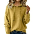 thumbnail image 1 of Womens Hooded Sweaters Long Sleeve Ribbed Knit Hoodies with Drawstring Plush Fluffy Warm Pullover Tops Casual Trendy Sweatshirts Fall Outfits for Women 2025, 1 of 5